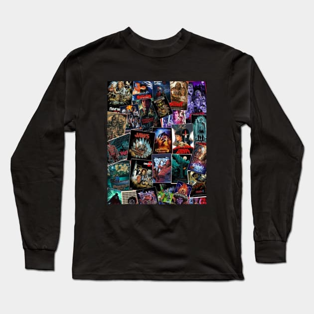 Horror Movie Collage Long Sleeve T-Shirt by Premium Nation